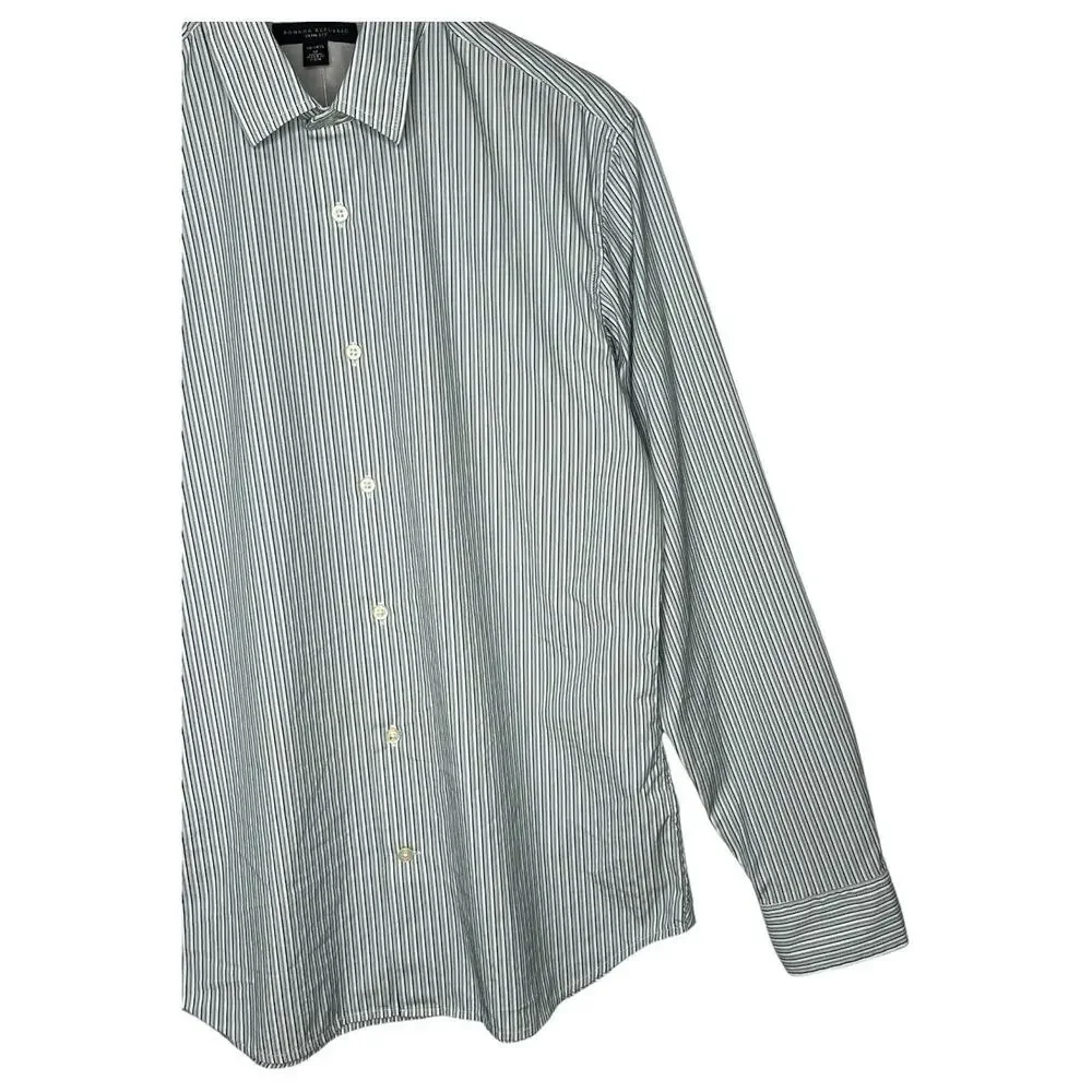 New Banana Republic Shirt Mens M Slim Fit Striped Button Up Long Sleeve Green